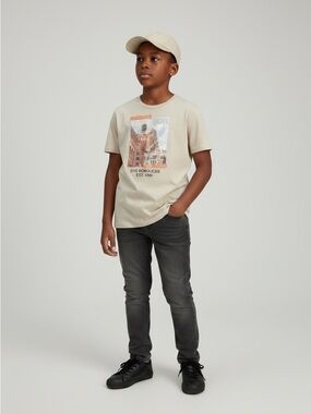 DKNY Cream Graphic Short Sleeve Tee for Kids•L